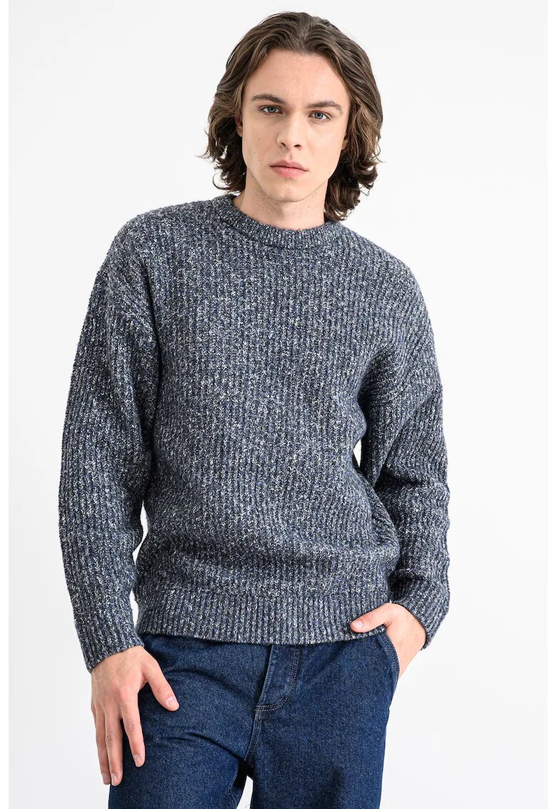 Jack & Jones Пуловер с паднали ръкави - Син меланж