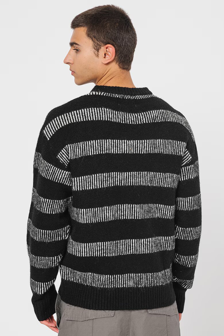 Jack & Jones Пуловер Space с овално деколте Избеляло черно/Мръснобял