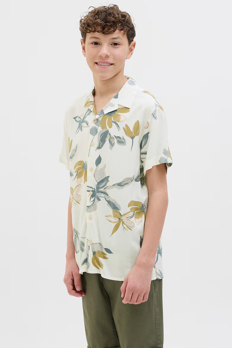 Jack & Jones Риза с графична шарка Сив/Мръснобял