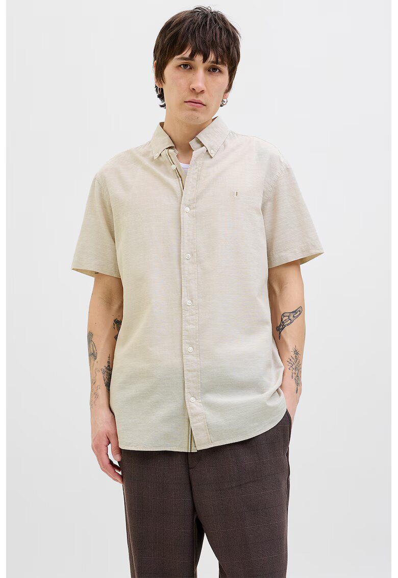 Jack & Jones Риза с лен с копчета на яката