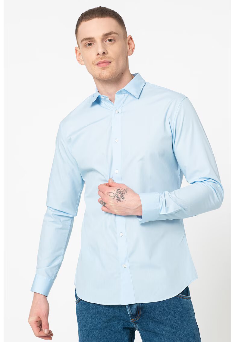 Jack & Jones Ризи Joe с широка яка - 2 броя - Бял/Светлосин