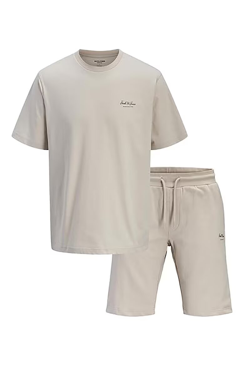 Jack & Jones Спортен екип от органичен памук с шорти Бежов/Tъмносив
