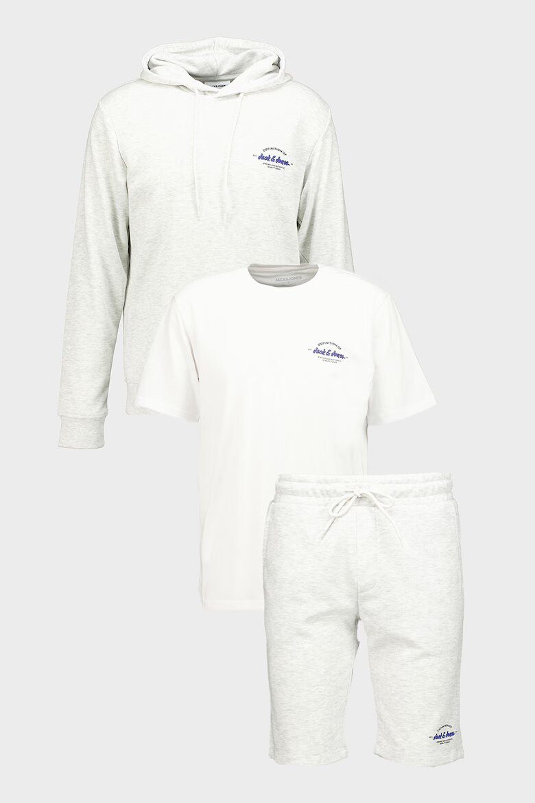 Jack & Jones Спортен екип с органичен памук - 3 части Бял/Светлосив меланж