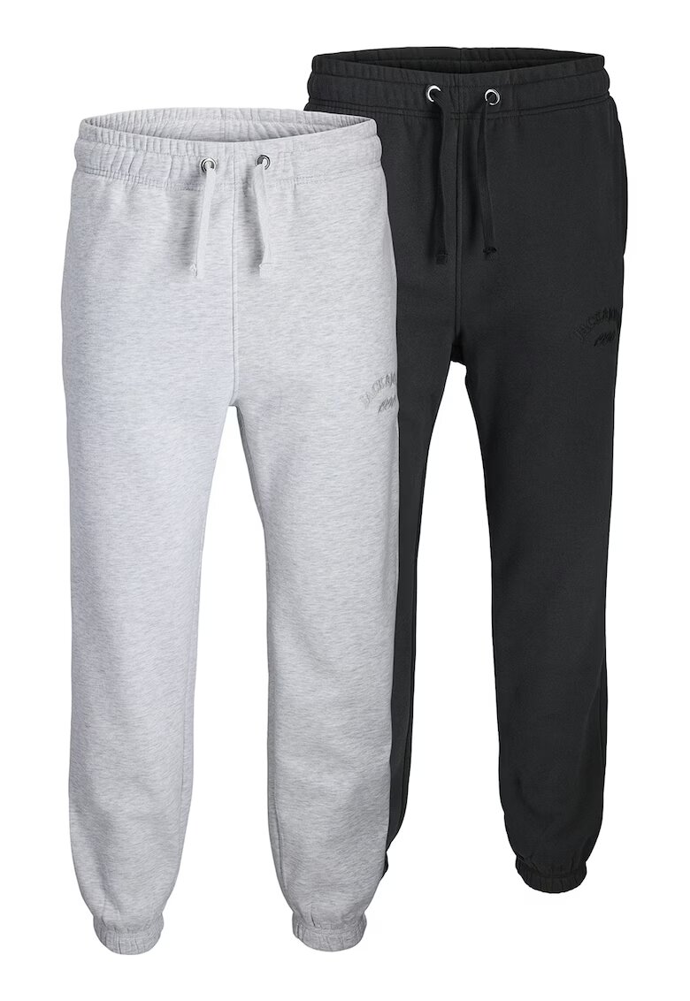 Jack & Jones Спортен панталон от органичен памук - 2 чифта - Светло сив/Черен меланж