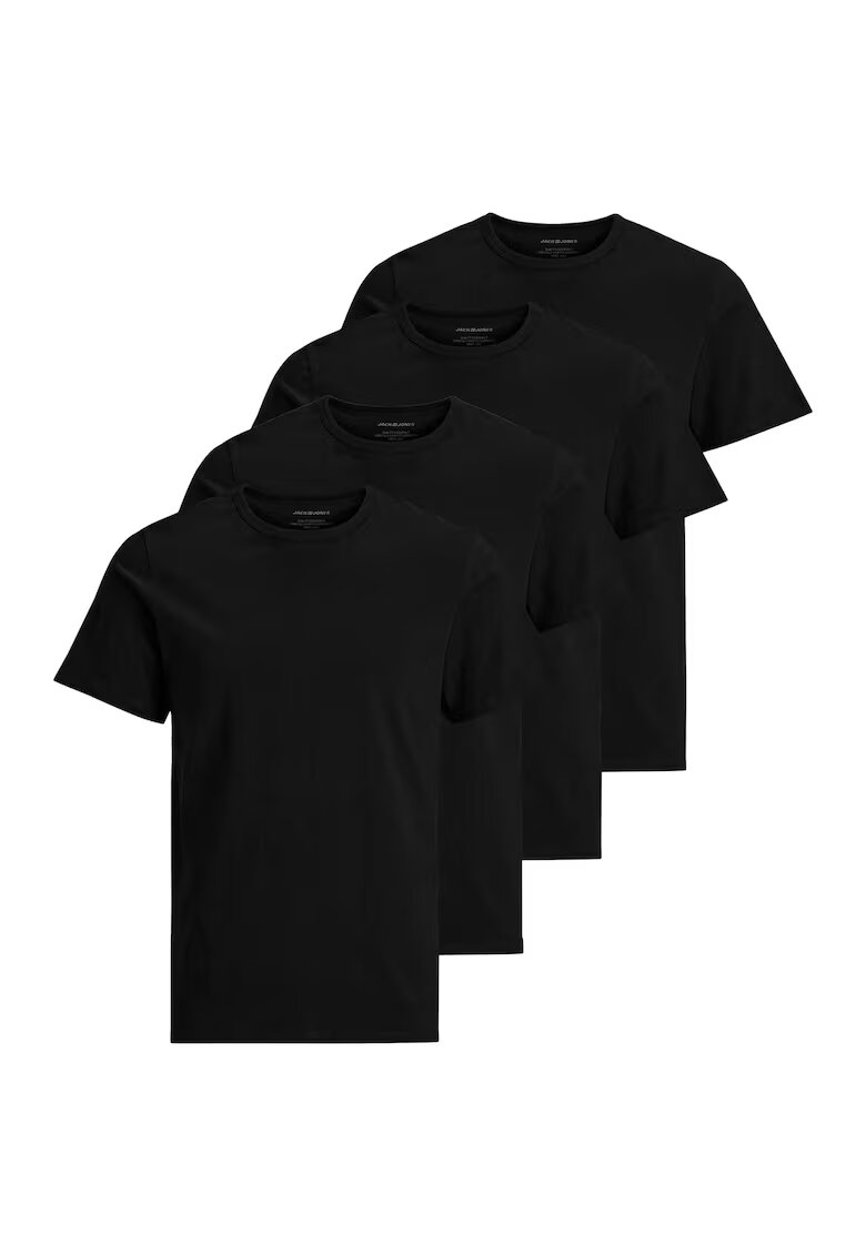Jack & Jones Тениска Basic с овално деколте - 4 броя - Черен
