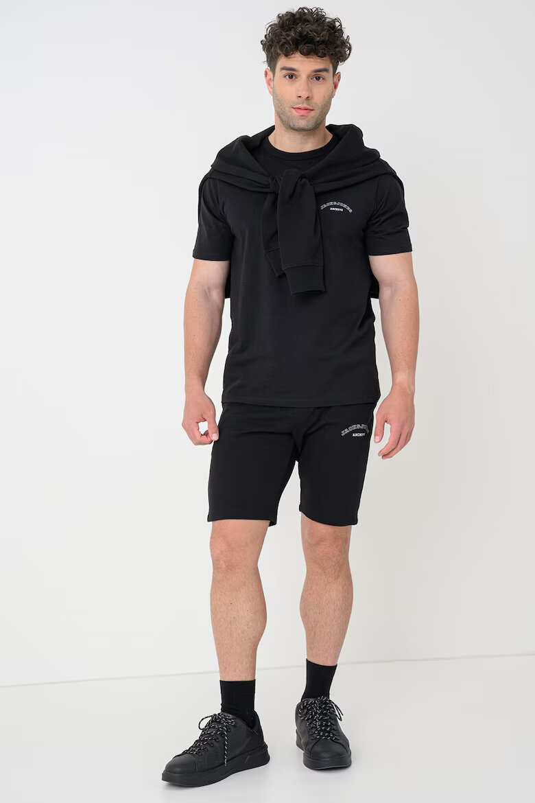 Jack & Jones Тениска худи и къс панталон - 3 части Бял/Черен