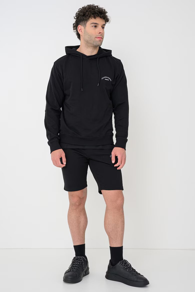 Jack & Jones Тениска худи и къс панталон - 3 части Бял/Черен