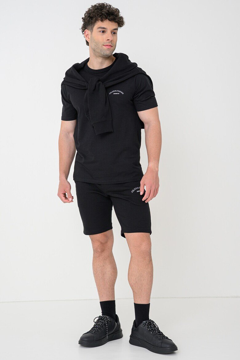 Jack & Jones Тениска худи и къс панталон - 3 части Бял/Черен