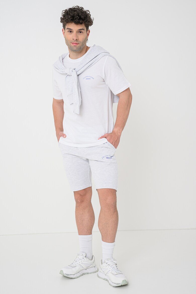 Jack & Jones Тениска худи и къс панталон - 3 части Бял/Светло сив