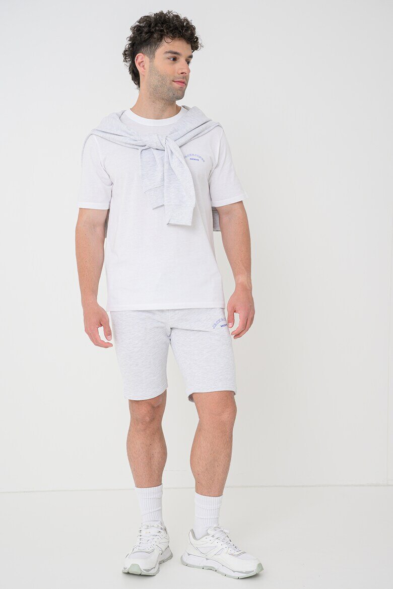 Jack & Jones Тениска худи и къс панталон - 3 части Бял/Светло сив