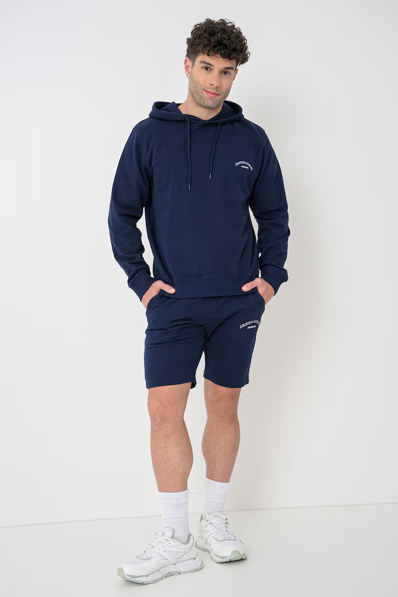 Jack & Jones Тениска худи и къс панталон - 3 части Тъмносин