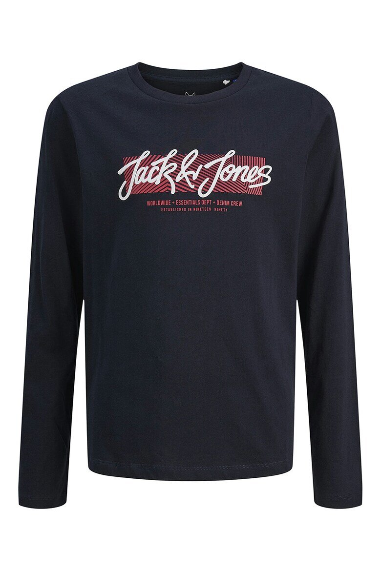 Jack & Jones Тениска и блуза с шарка Черен/Ултрамарин синьо