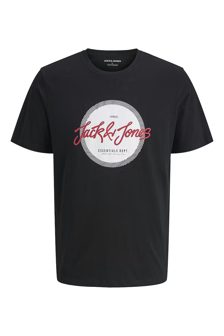 Jack & Jones Тениска и блуза с шарка Черен/Ултрамарин синьо