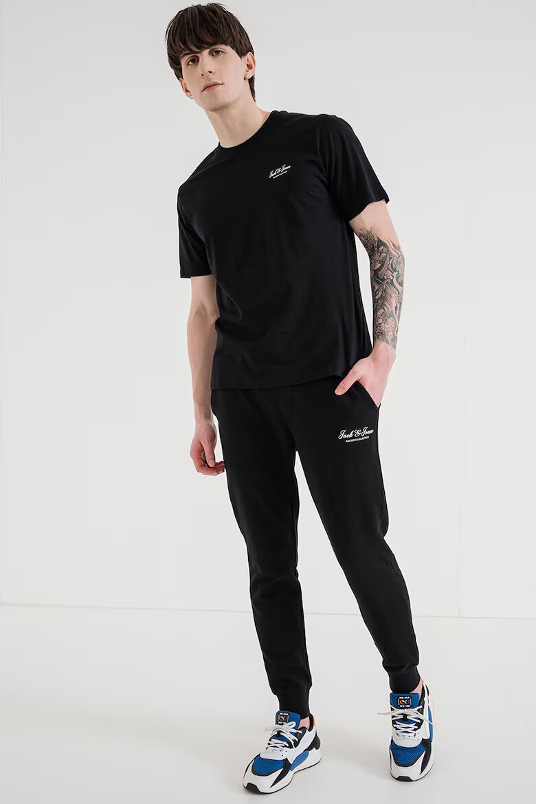 Jack & Jones Тениска от органичен памук и спортен панталон Черен