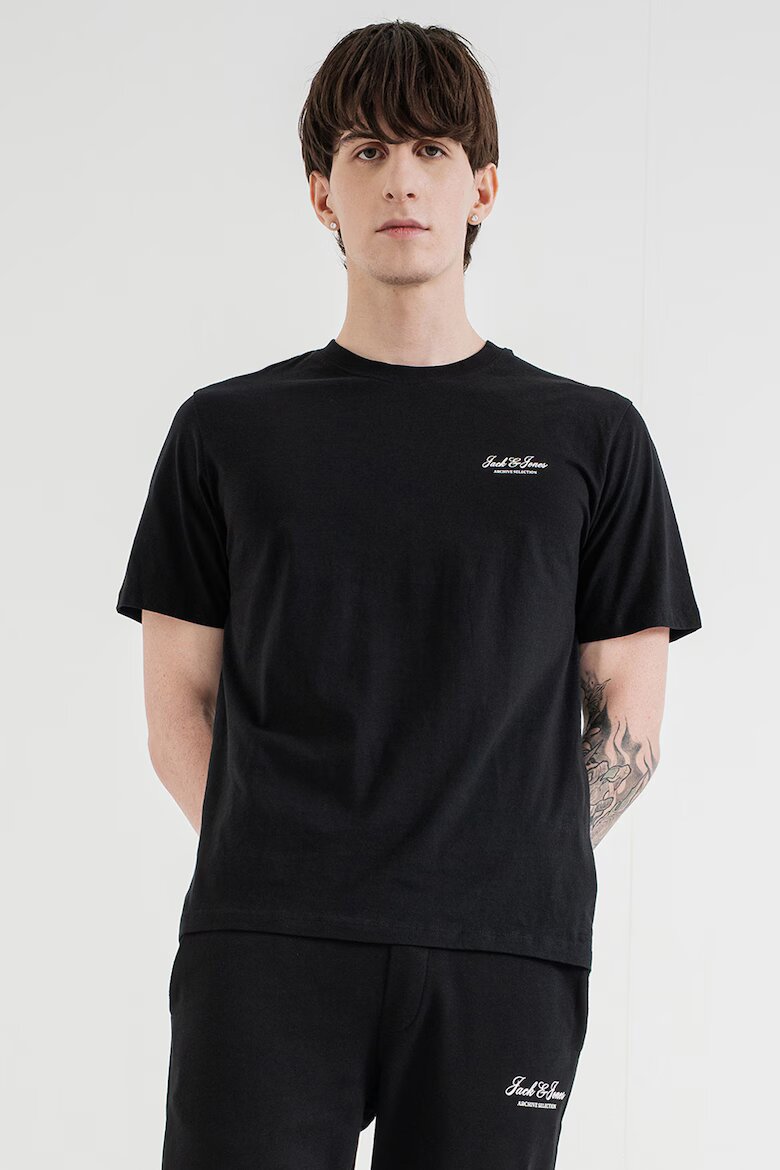 Jack & Jones Тениска от органичен памук и спортен панталон Черен