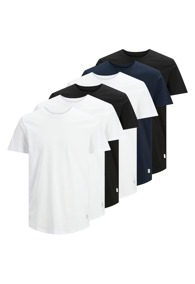 Jack & Jones Тениски Enoa от органичен памук - 6 броя - Бял/Черен/Тъмносин