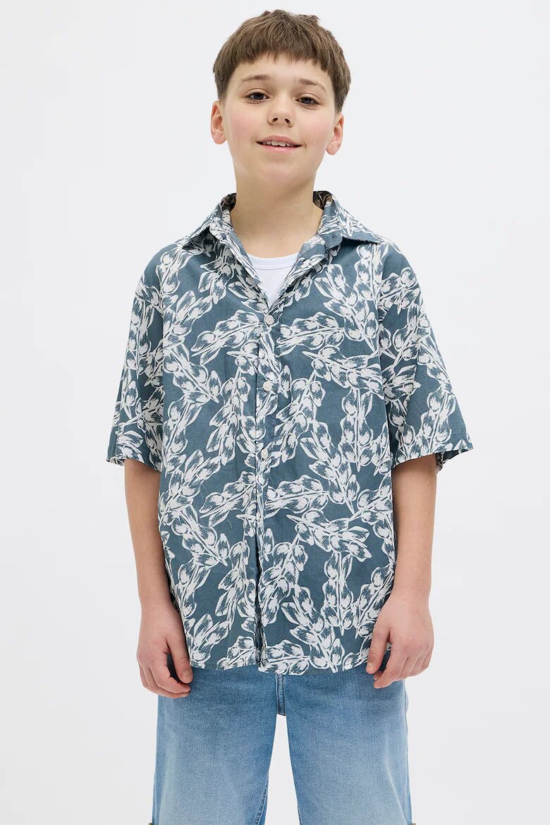 Jack & Jones Тропическа риза Прашно синьо