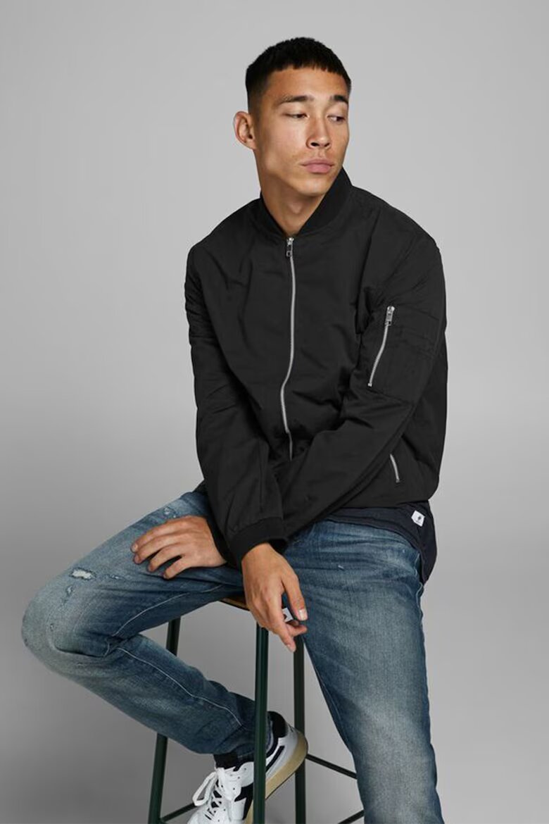 Jack & Jones Яке бомбър с джобове с цип Черен