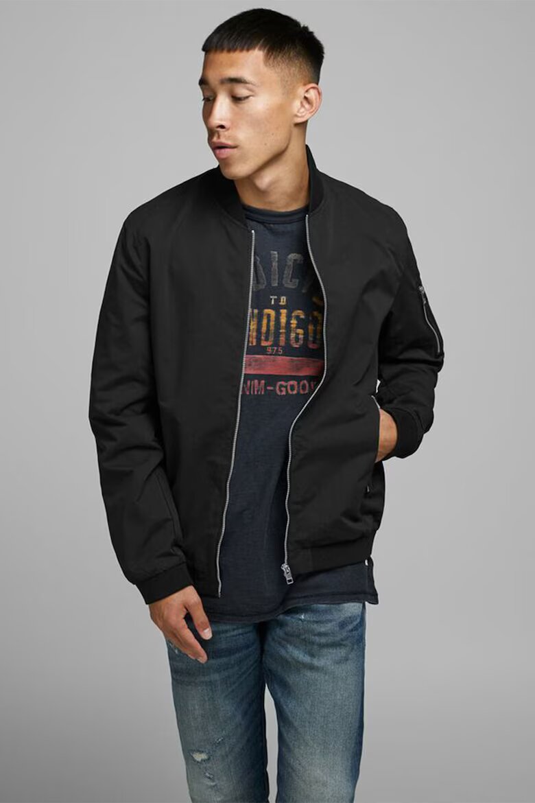 Jack & Jones Яке бомбър с джобове с цип Черен