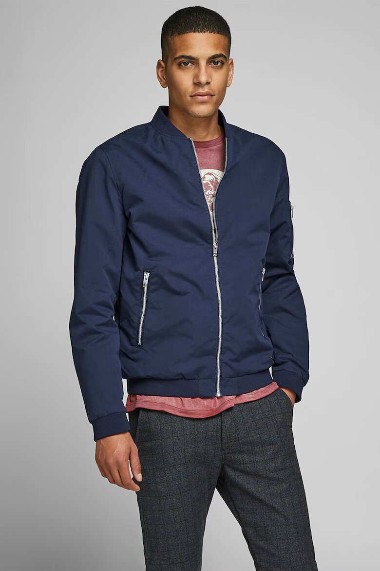 Jack & Jones Яке бомбър с джобове с цип Тъмносин