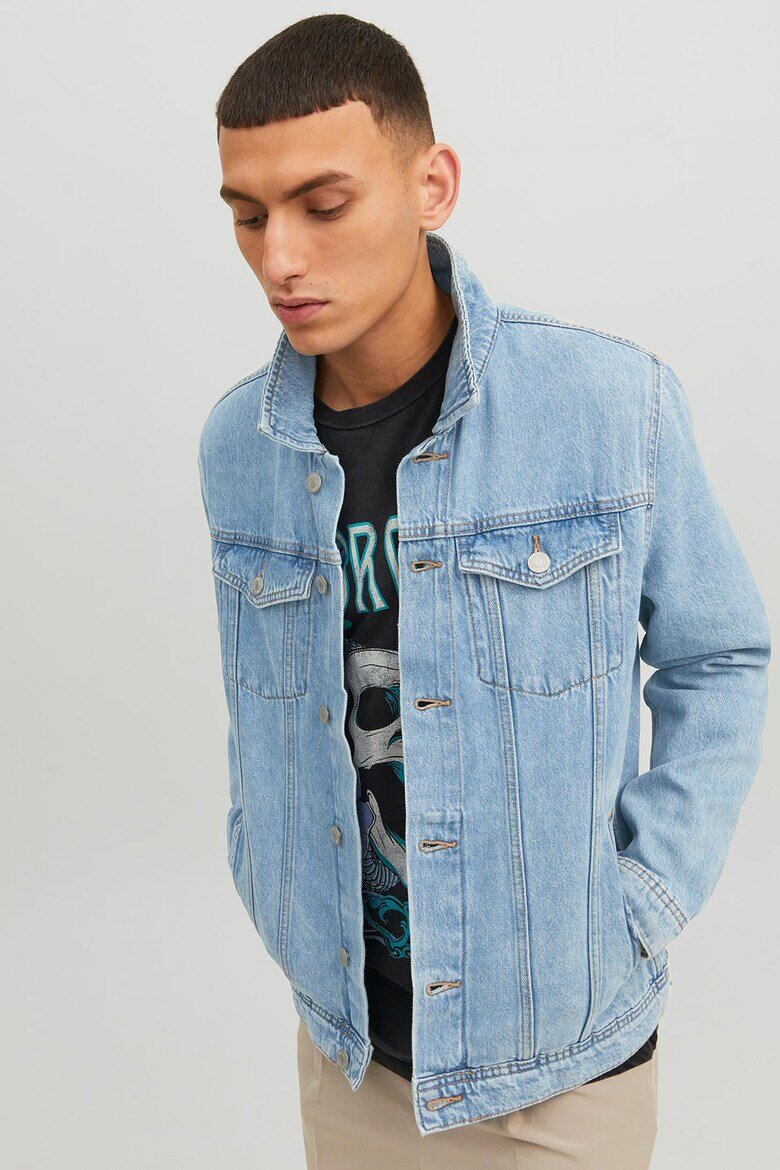 Jack & Jones Яке от деним с джобове с капачета Светлосин