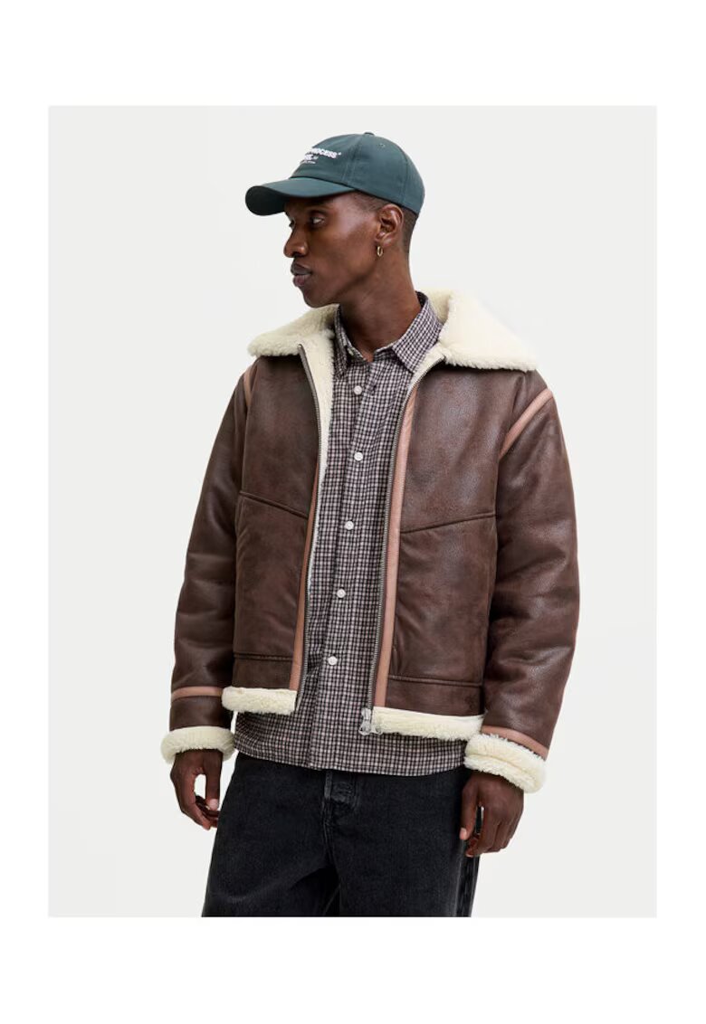 Jack & Jones Яке от изкуствена кожа - Jack Jones - кафяво - 100% изкуствена кожа