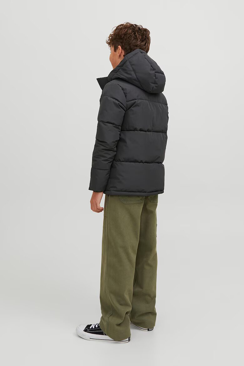 Jack & Jones Зимно яке Speed с качулка и вата Избеляло черно