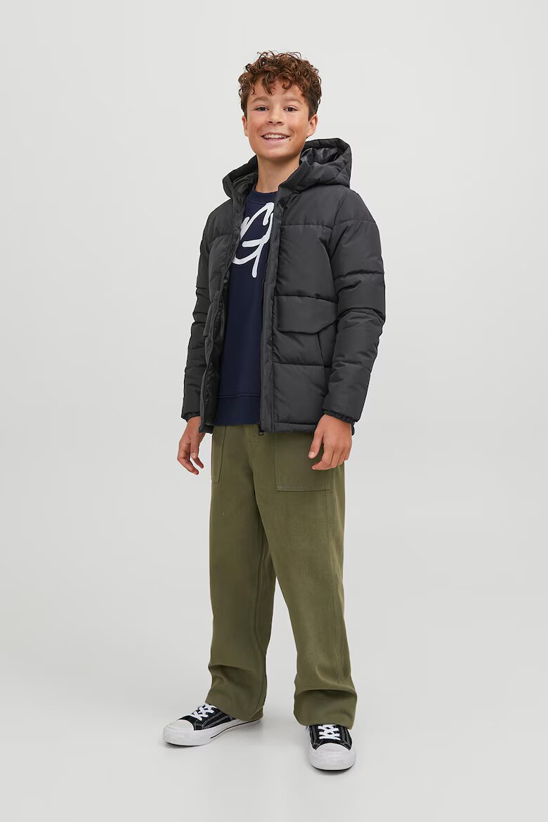 Jack & Jones Зимно яке Speed с качулка и вата Избеляло черно