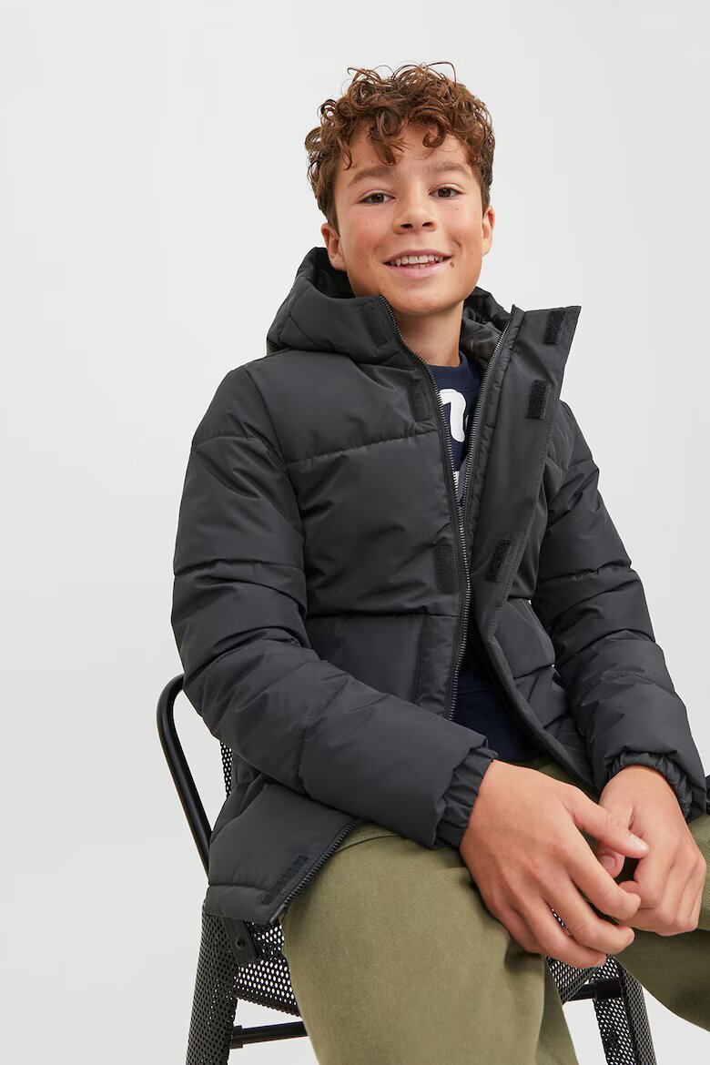 Jack & Jones Зимно яке Speed с качулка и вата Избеляло черно