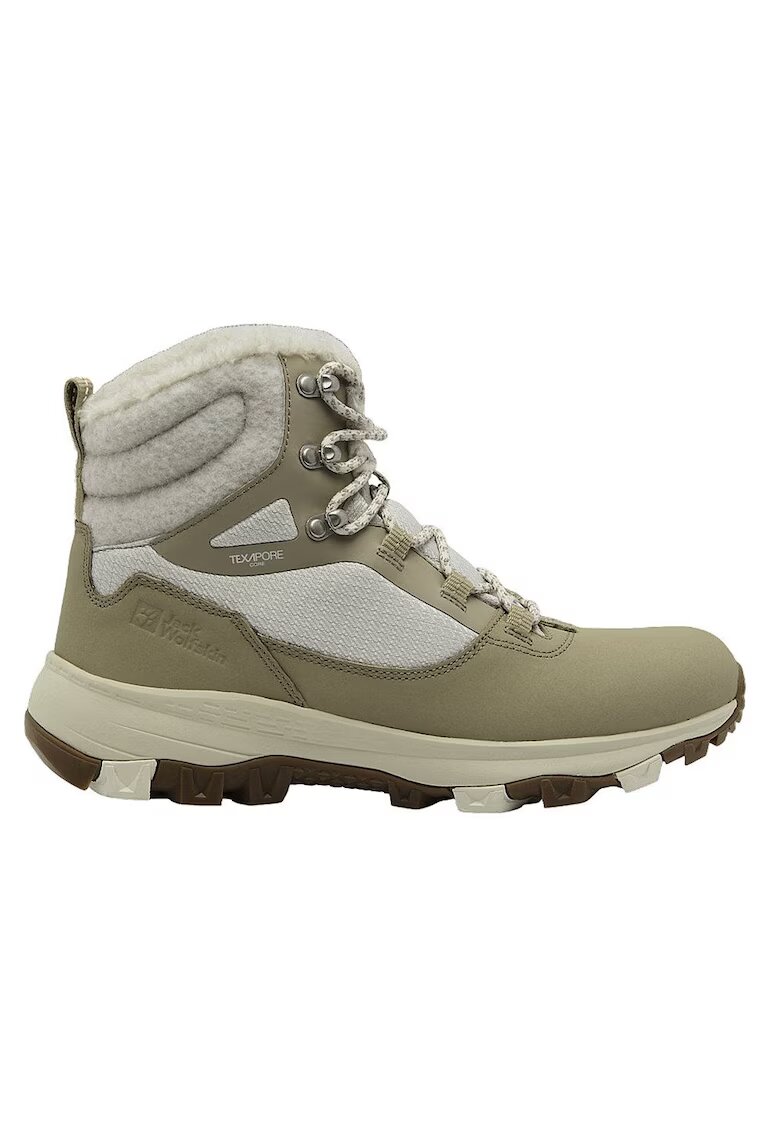 Jack Wolfskin Дамски спортни ботуши Everquest Texapore High - кремаво-маслиненозелени - естествена кожа - зима