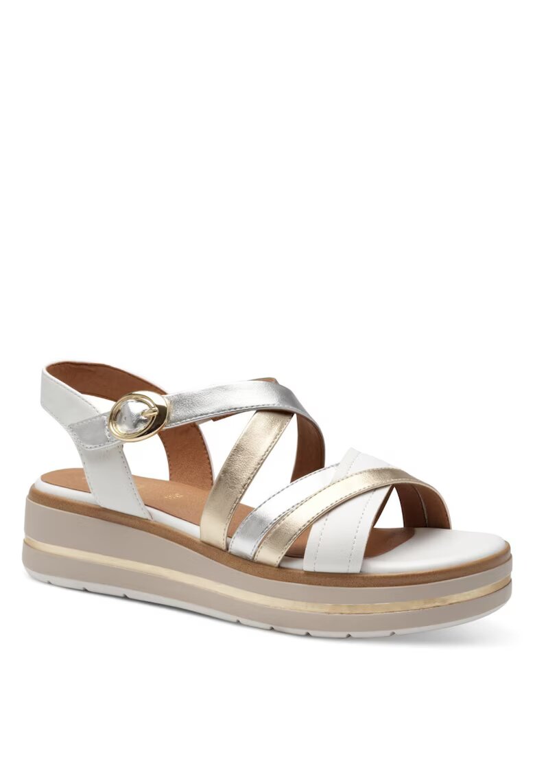 Jana Shoes Дамски сандали Jana с велкро закопчаване в комбинация от бяло злато 28267-44-199 07304