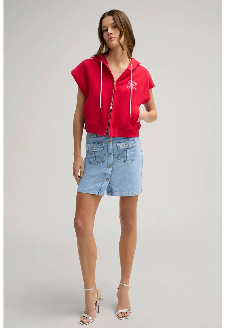 joop jeans Fusta mini din denim cu inchidere prin nasturi frontali - Син