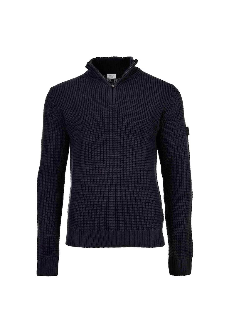 joop jeans Памучен пуловер с къс цип - Тъмносин