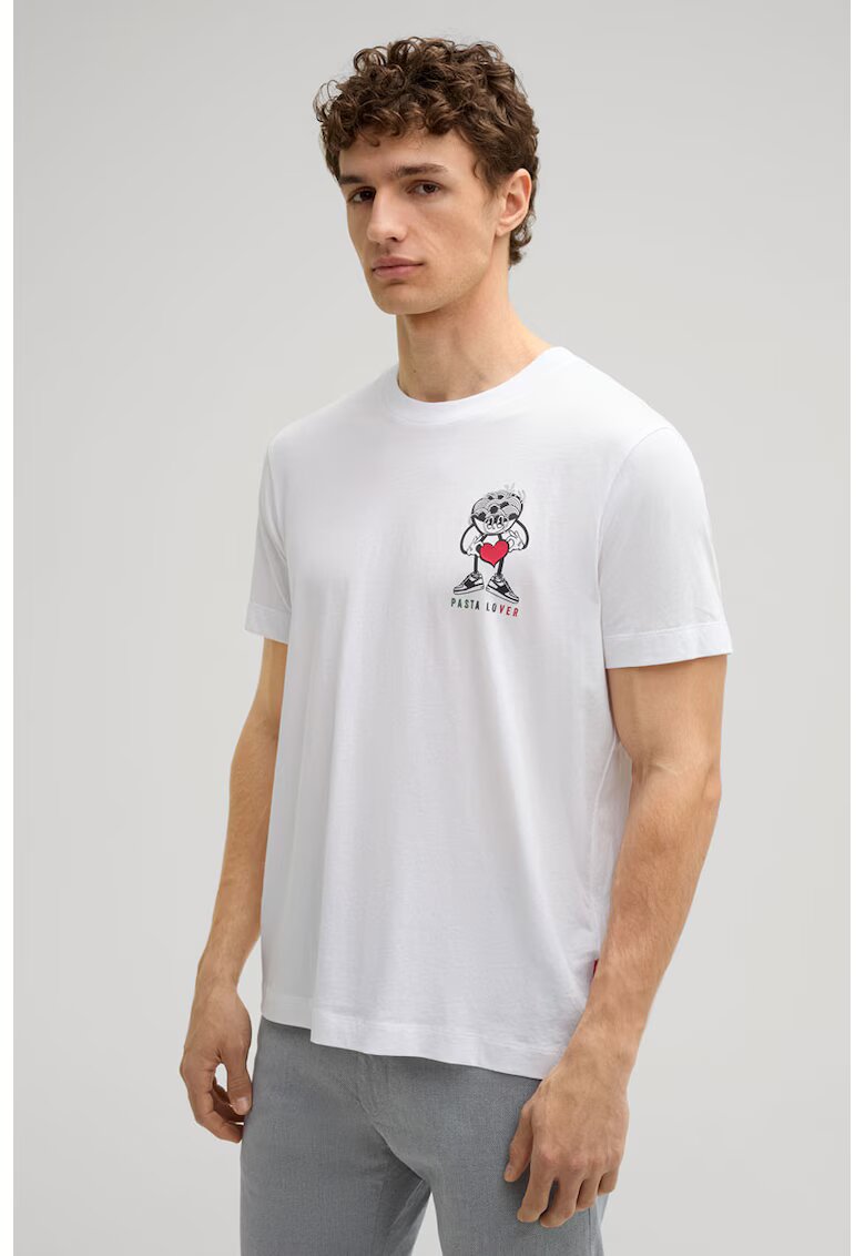joop jeans Tricou regular fit cu guler rotund și print 30045691 - Бял