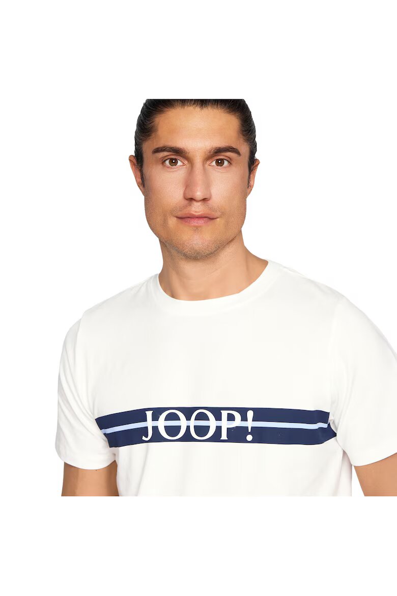 Joop! Къса пижама с лого Бял/Тъмносин