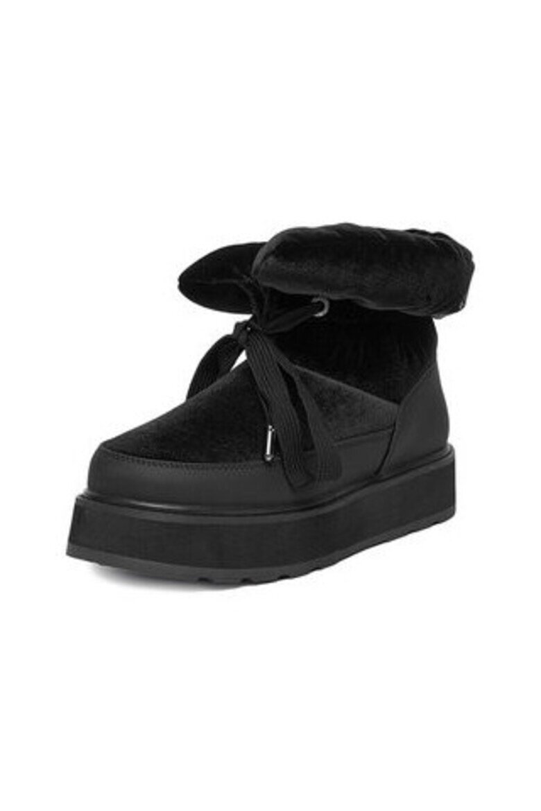 Juicy Couture Дамски ботуши черни кръгъл текстил връзки