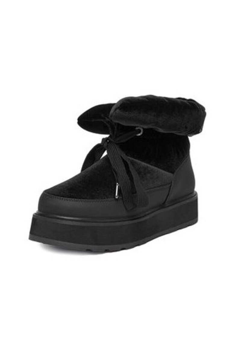 Juicy Couture Дамски ботуши черни кръгъл текстил връзки