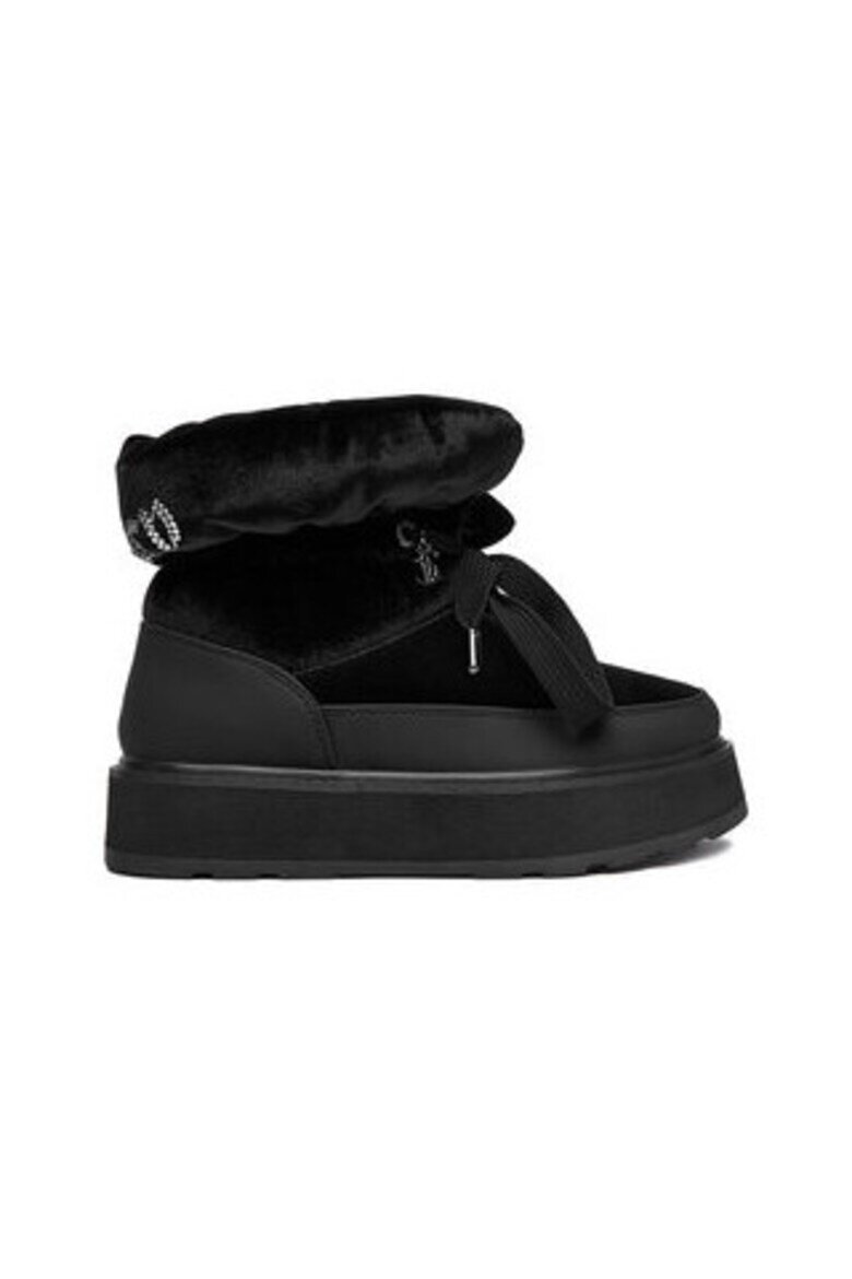 Juicy Couture Дамски ботуши черни кръгъл текстил връзки