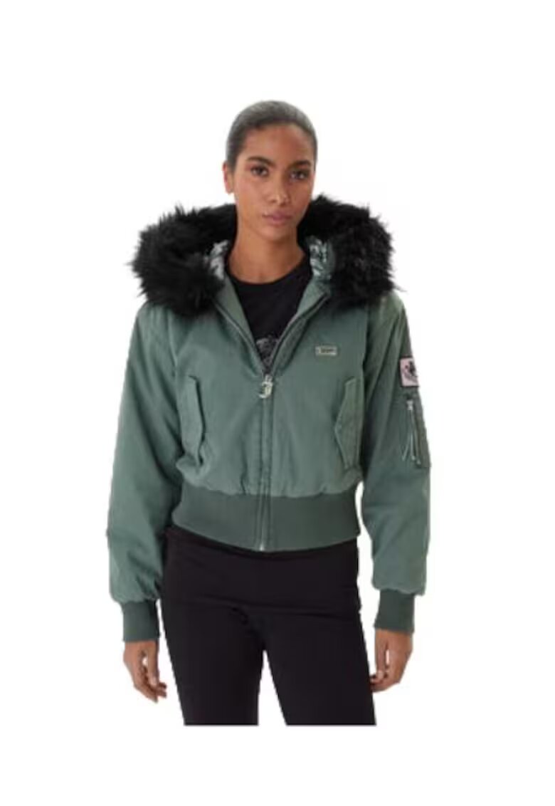 Juicy Couture Дамско яке синтетика/текстил - зелен/черен