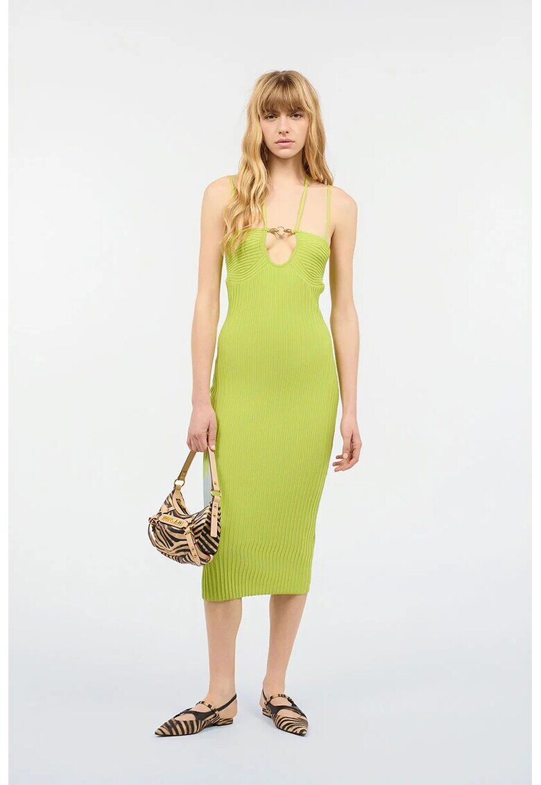 JUST CAVALLI Midi Dress WIth Interchangeble Straps - Зелен