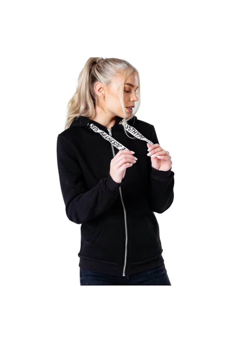 Justhype Дамска качулка - Drawstring Zip Hoodie HYPWOMHOOD001 - черна