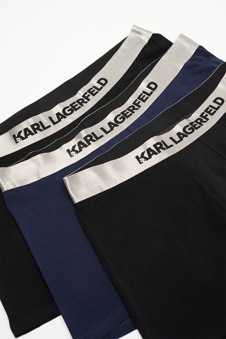 Karl Lagerfeld Боксерки с лого - 3 чифта Черен/Сребрист/Тъмносин