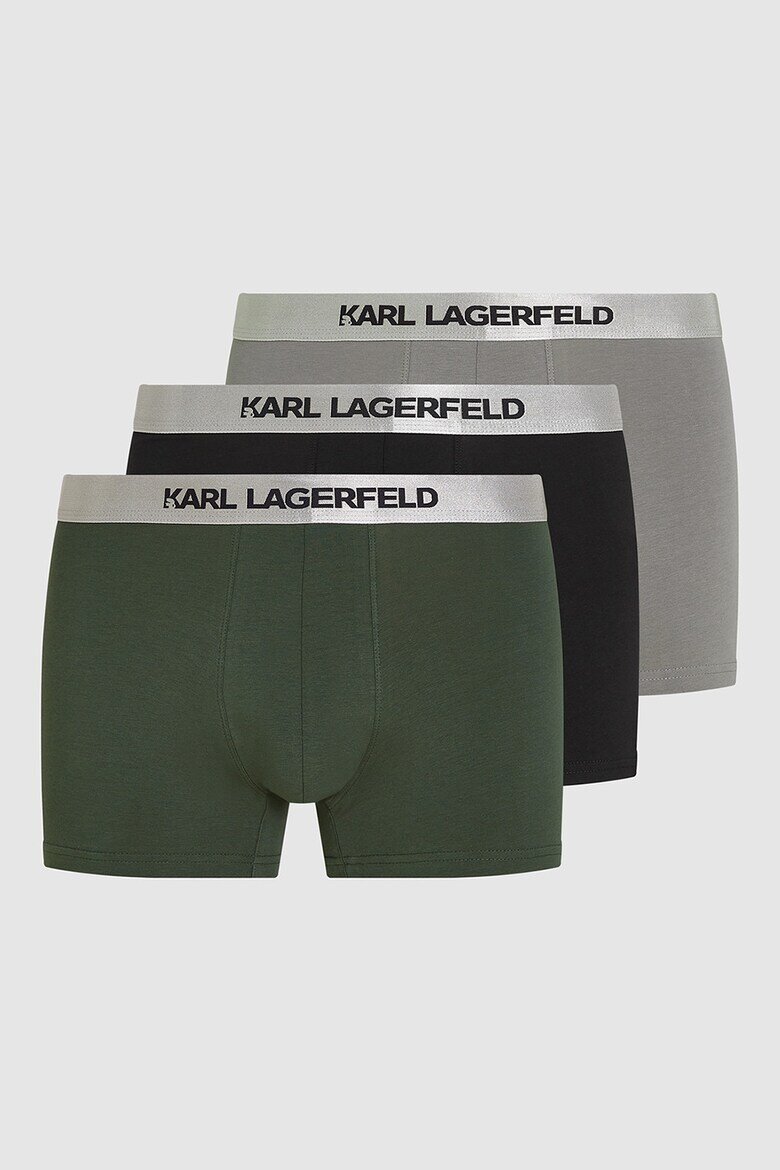 Karl Lagerfeld Боксерки с лого - 3 чифта Зелен/Черен/Сив