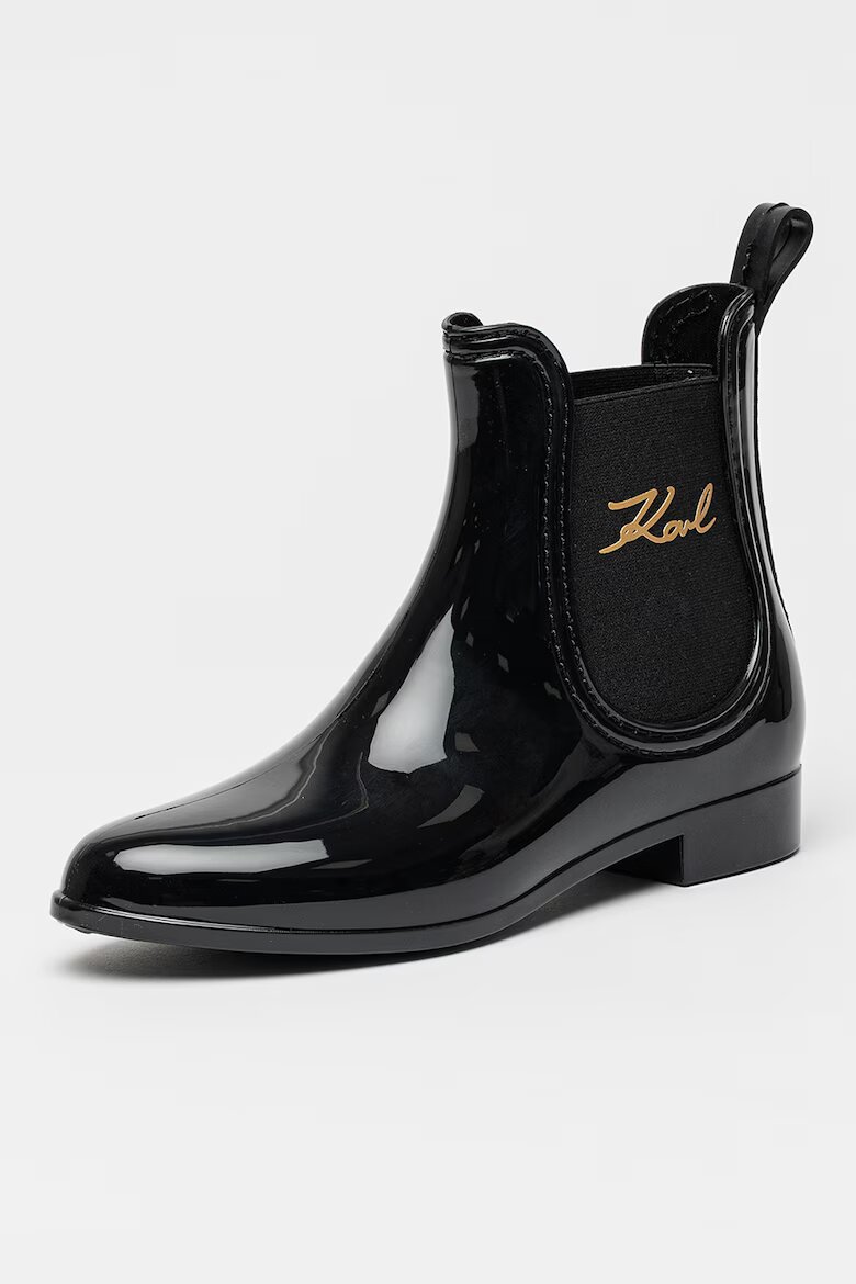 Karl Lagerfeld Боти от еко кожа с лого Черен