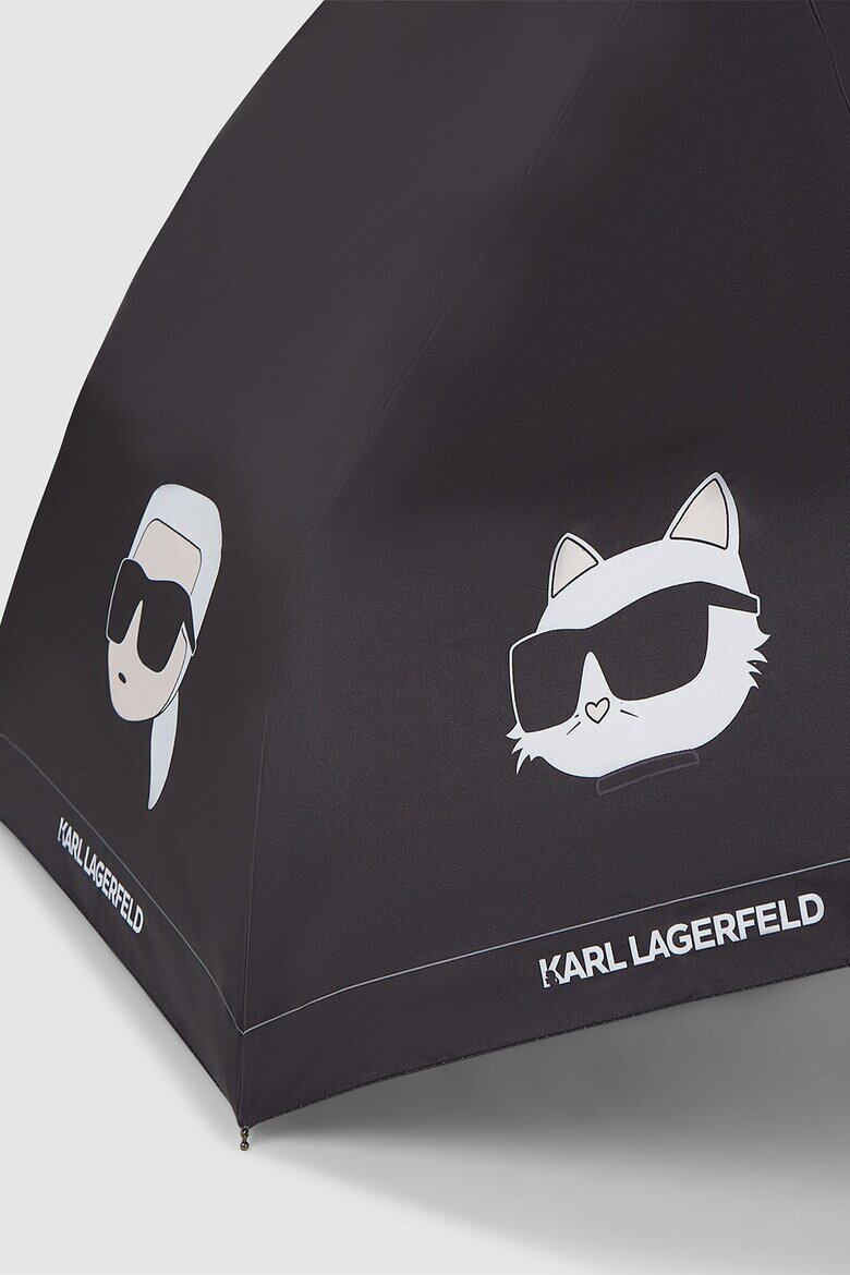 Karl Lagerfeld Чадър с лого Бял/Избеляло черно