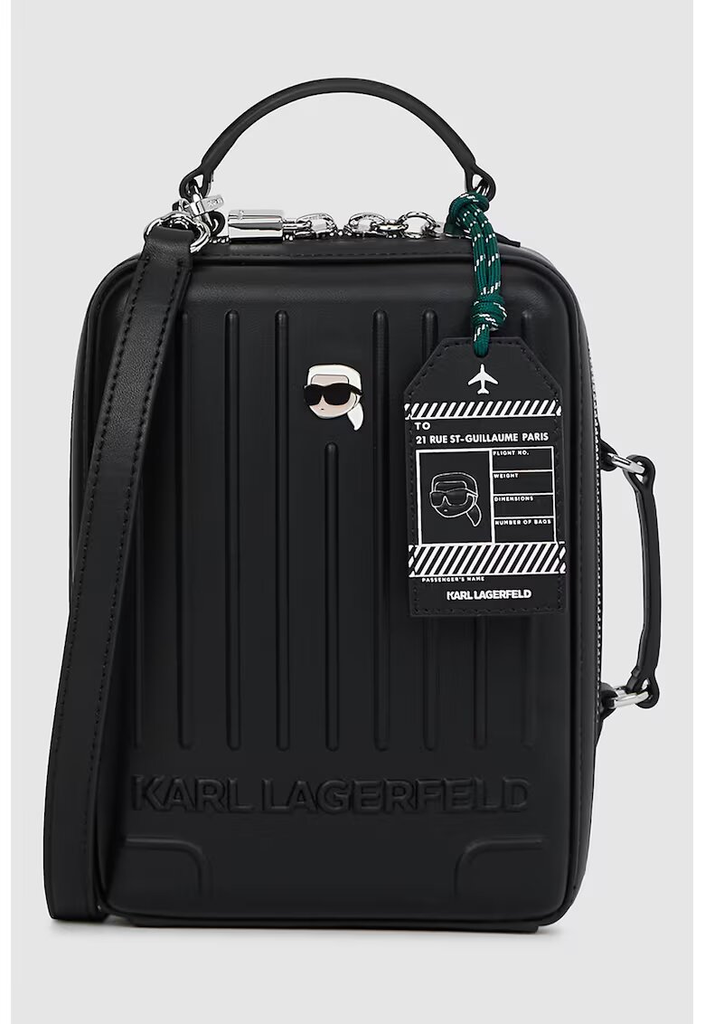 Karl Lagerfeld Чанта тип куфарче от еко кожа - Черен