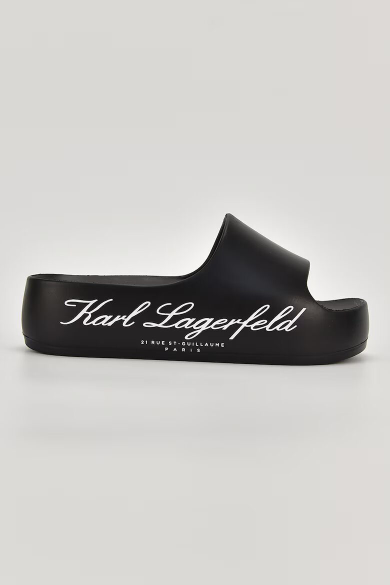 Karl Lagerfeld Чехли с равна платформа и лого Черен