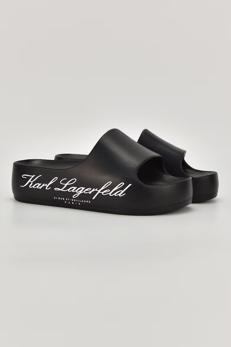 Karl Lagerfeld Чехли с равна платформа и лого Черен