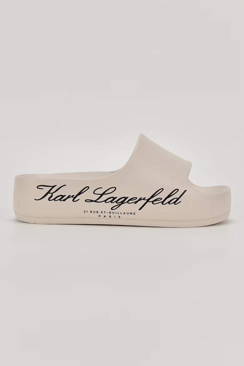 Karl Lagerfeld Чехли с равна платформа и лого Мръснобял