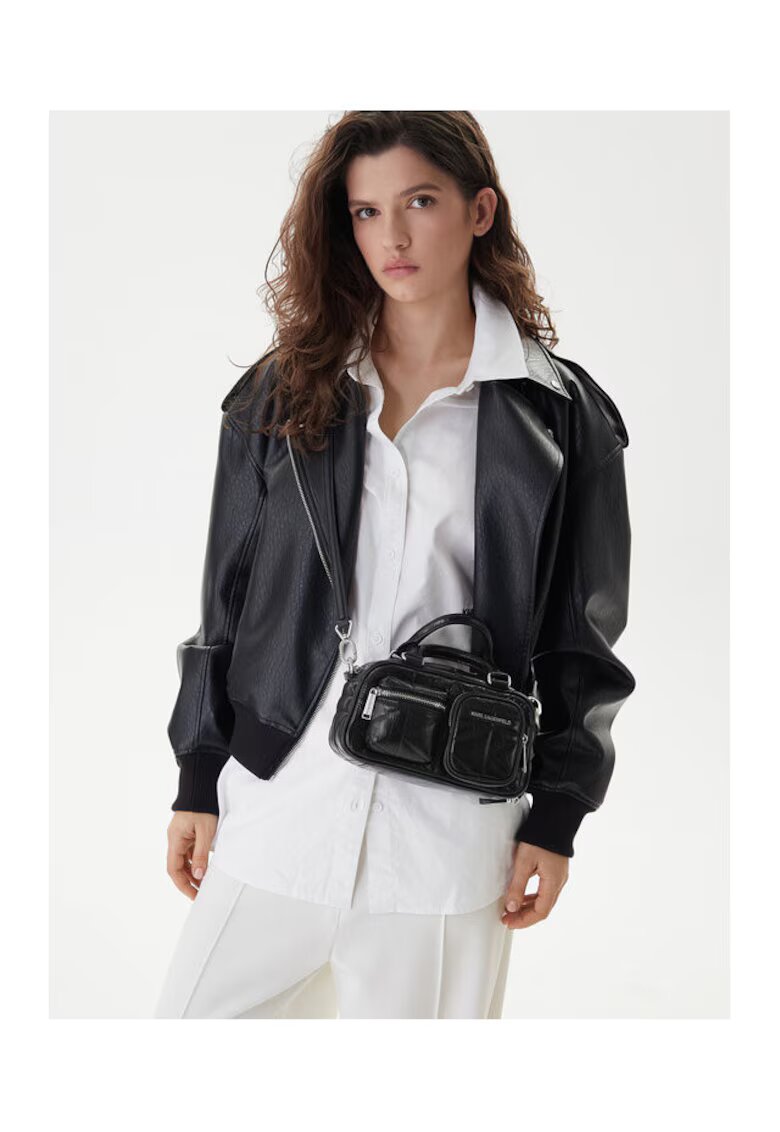 Karl Lagerfeld Дамска чанта Black-Nickel - естествена кожа